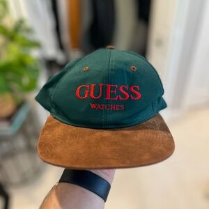 Vintage Guess Watches Mens Baseball Hat Green Adjustable Snapback Trucker Dad